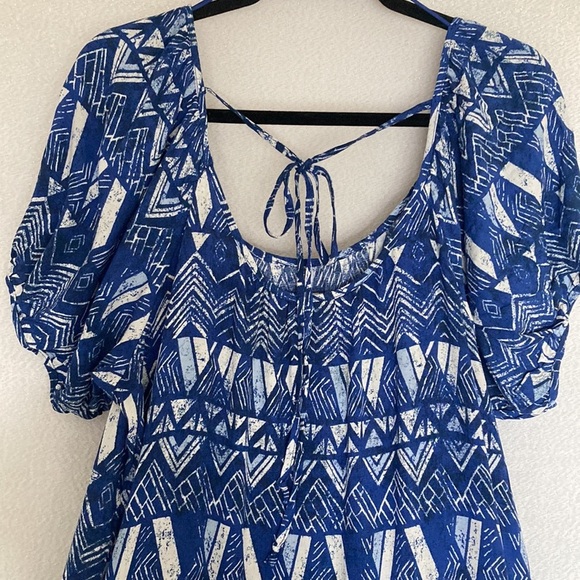 Knox Rose Blue Dress Short Sleeve Tiered Midi Ruffle Scoop Neck Size L - Picture 5 of 10